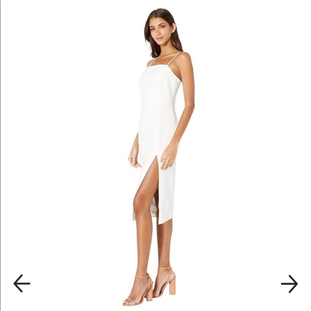 Knee Length Slit Dress - white - Bardot Eliana